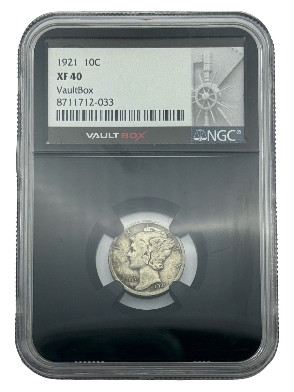 1921 Mercury Dime, XF40 NGC, Vault Box Issue, Key Year Coin.