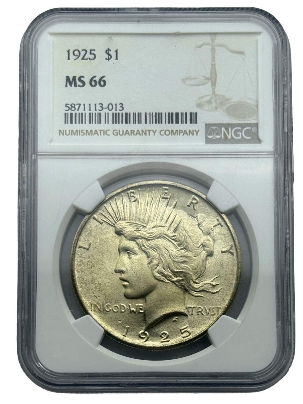 1925 Peace Dollar, NGC MS66, Premium Collector Coin. Silver US Coinage.