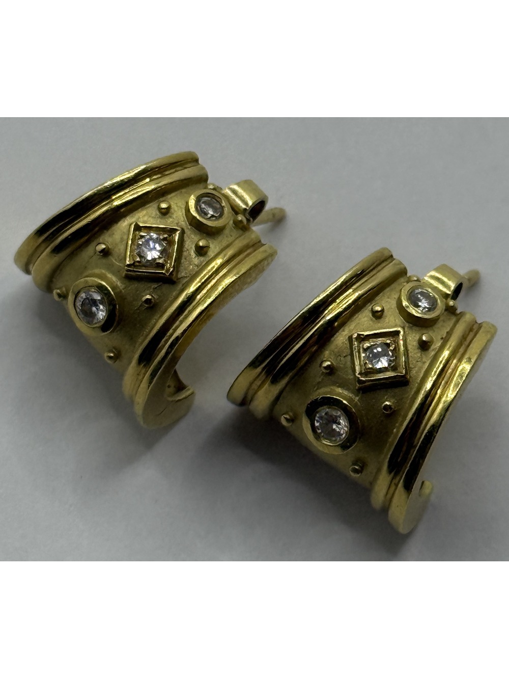 Seidengang 18K Gold and Diamond Earrings, Luxury Designer Studs.