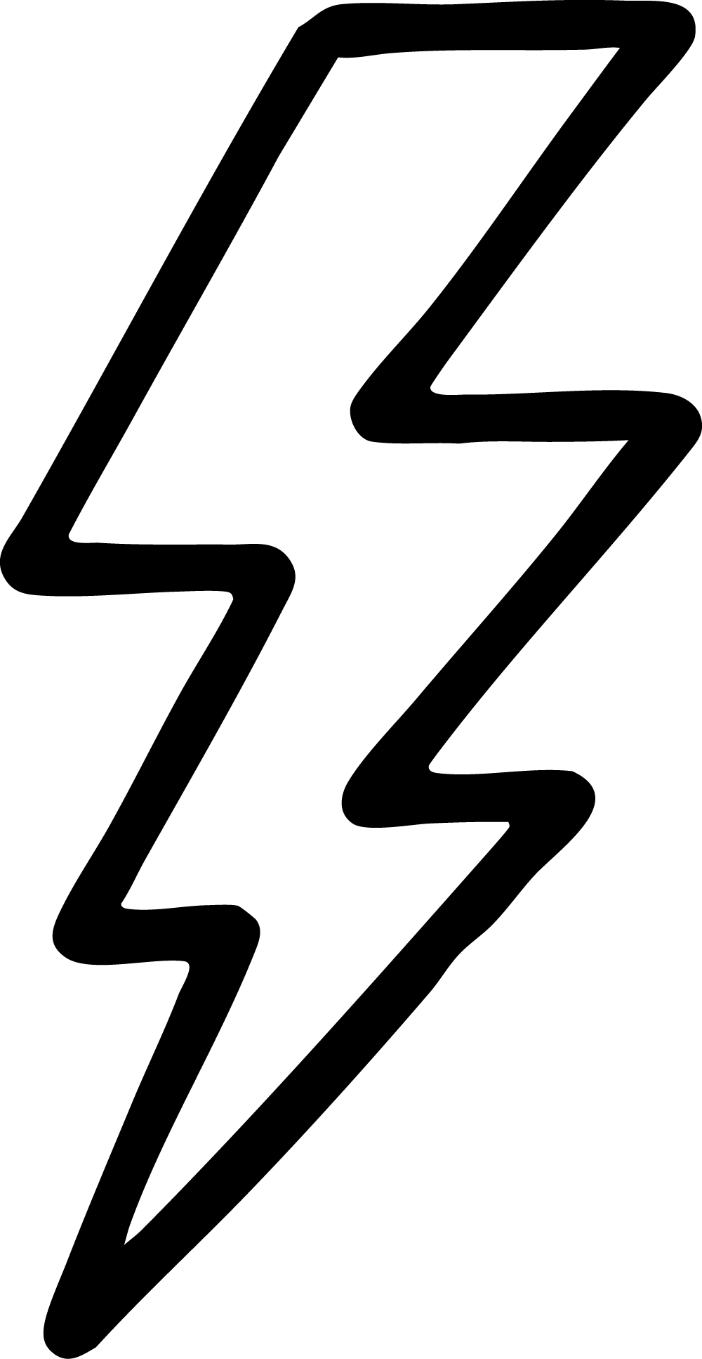Black outline of a lightning bolt symbol on white background.