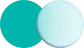 A green and a white ball on a black background.