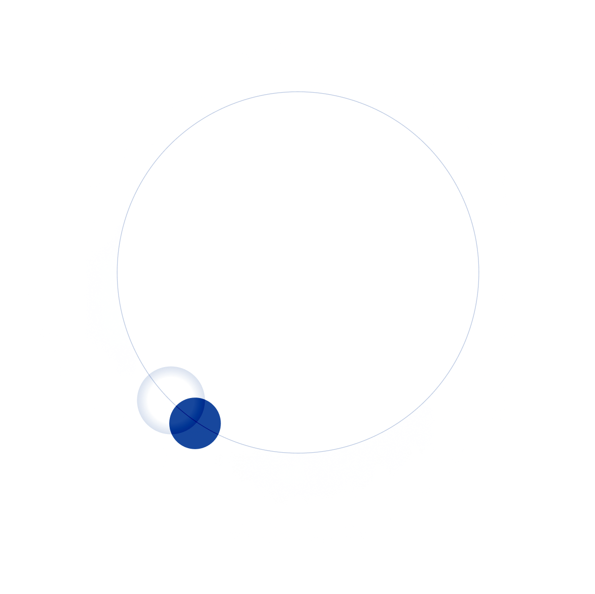 A blue circle with a black background.