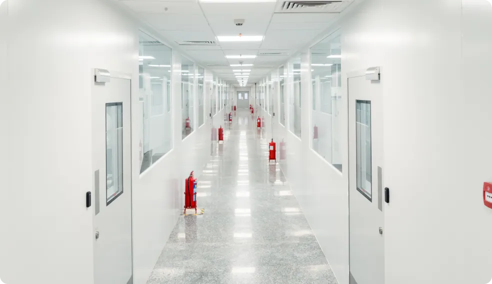 Pristine corridor, adhering to stringent quality and safety standards