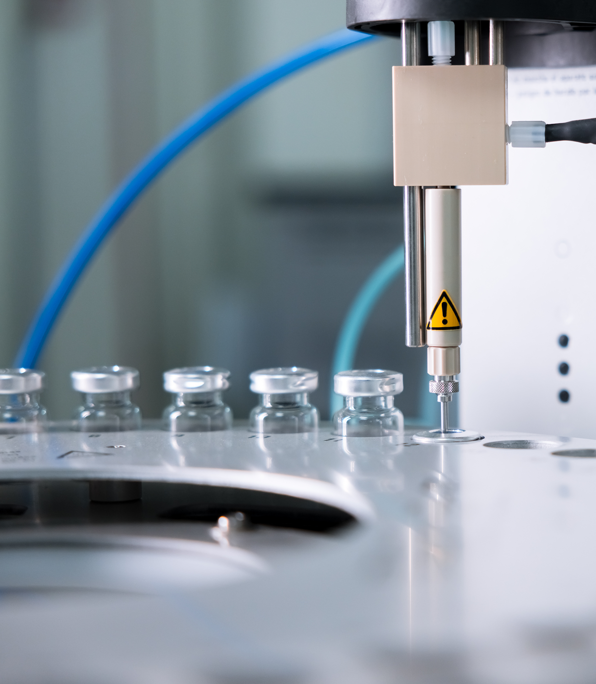 Researcher working at a chemical R&D station, optimizing product development processes