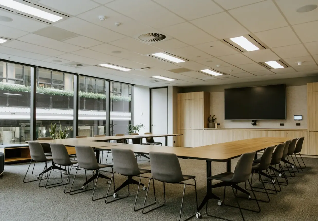 A light-filled meeting and conference room at The Loft Workspace