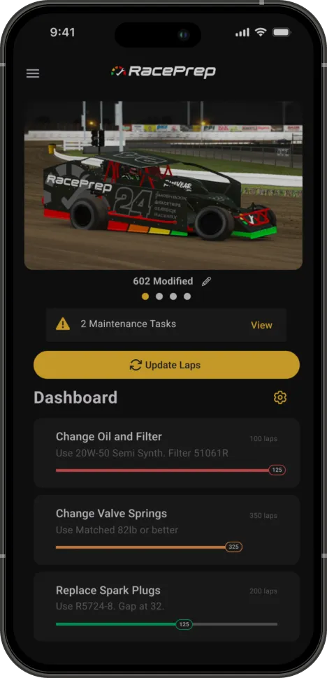 RacePrep app — maintenance dashboard