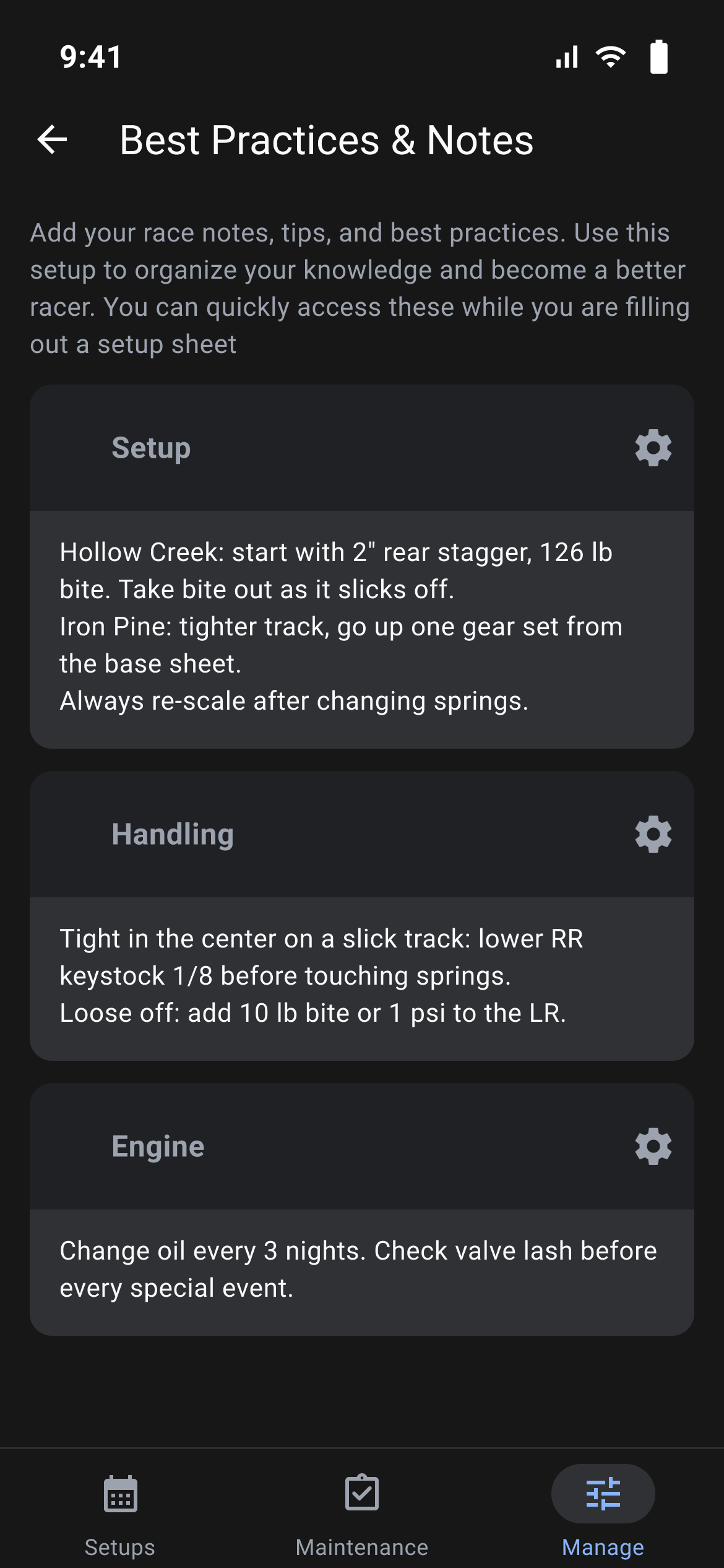 Best Practices and Notes with three notes filled in