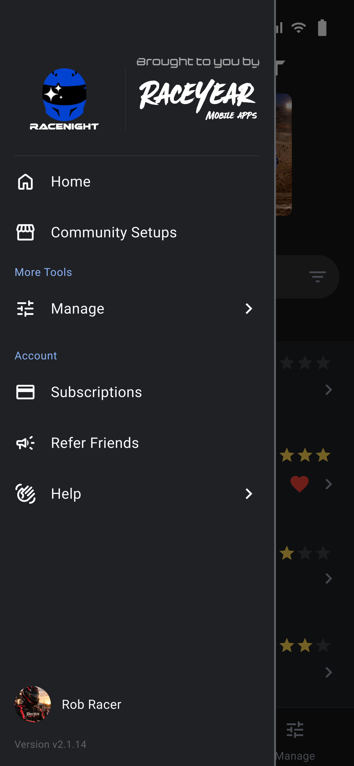 The side menu