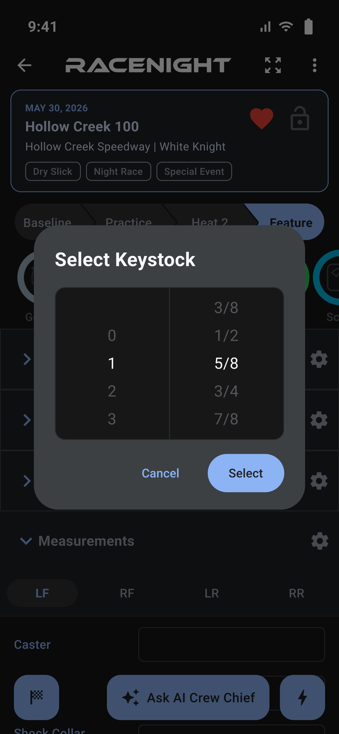 A fraction field on a setup sheet
