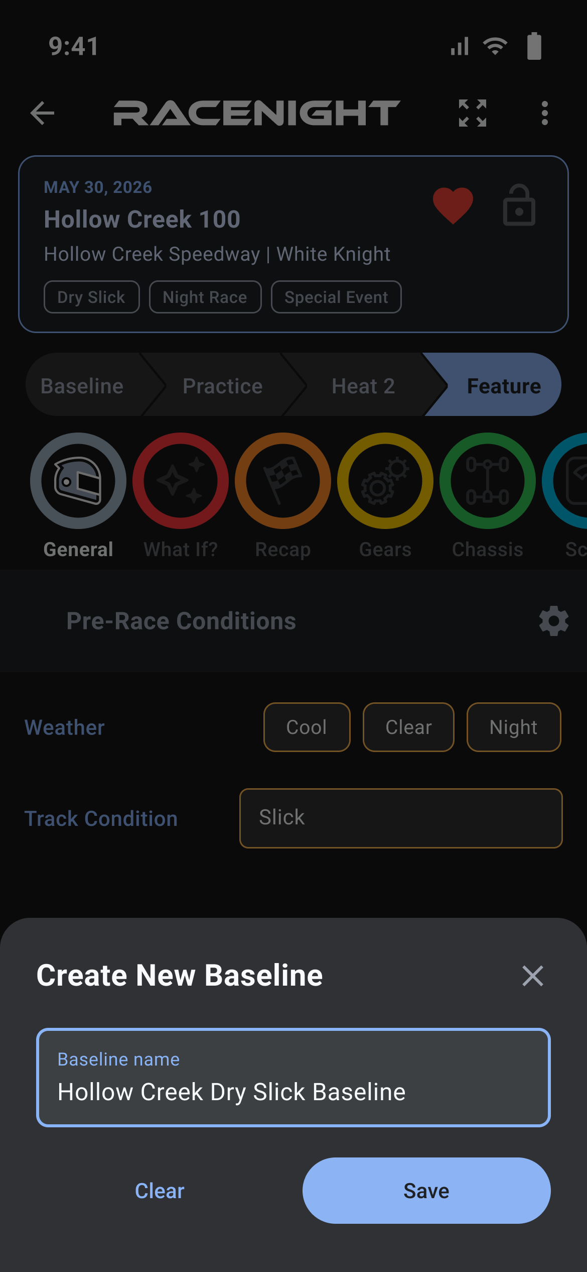Save as baseline dialog asking for a name
