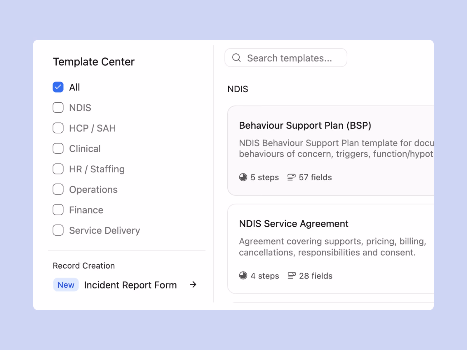 Incident form template of Imploy for NDIS providers