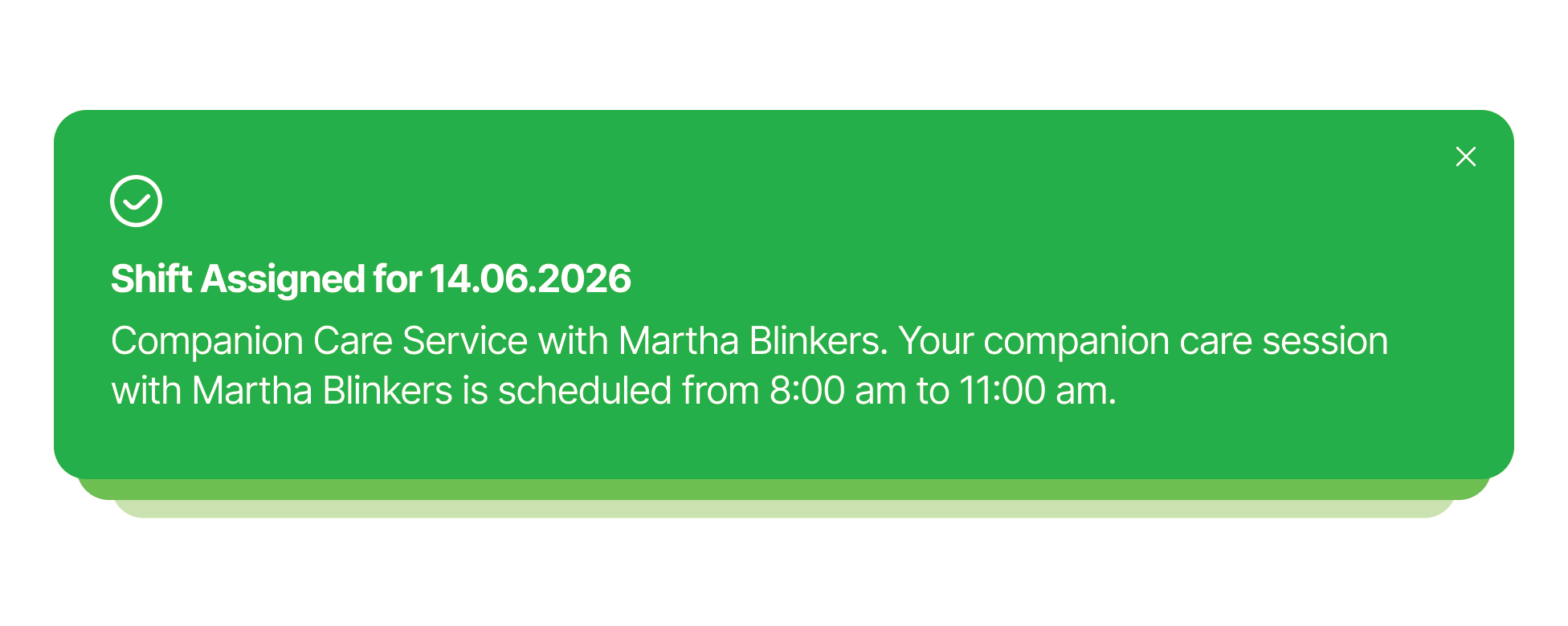 Imploy notification that a companion care shift has been assigned