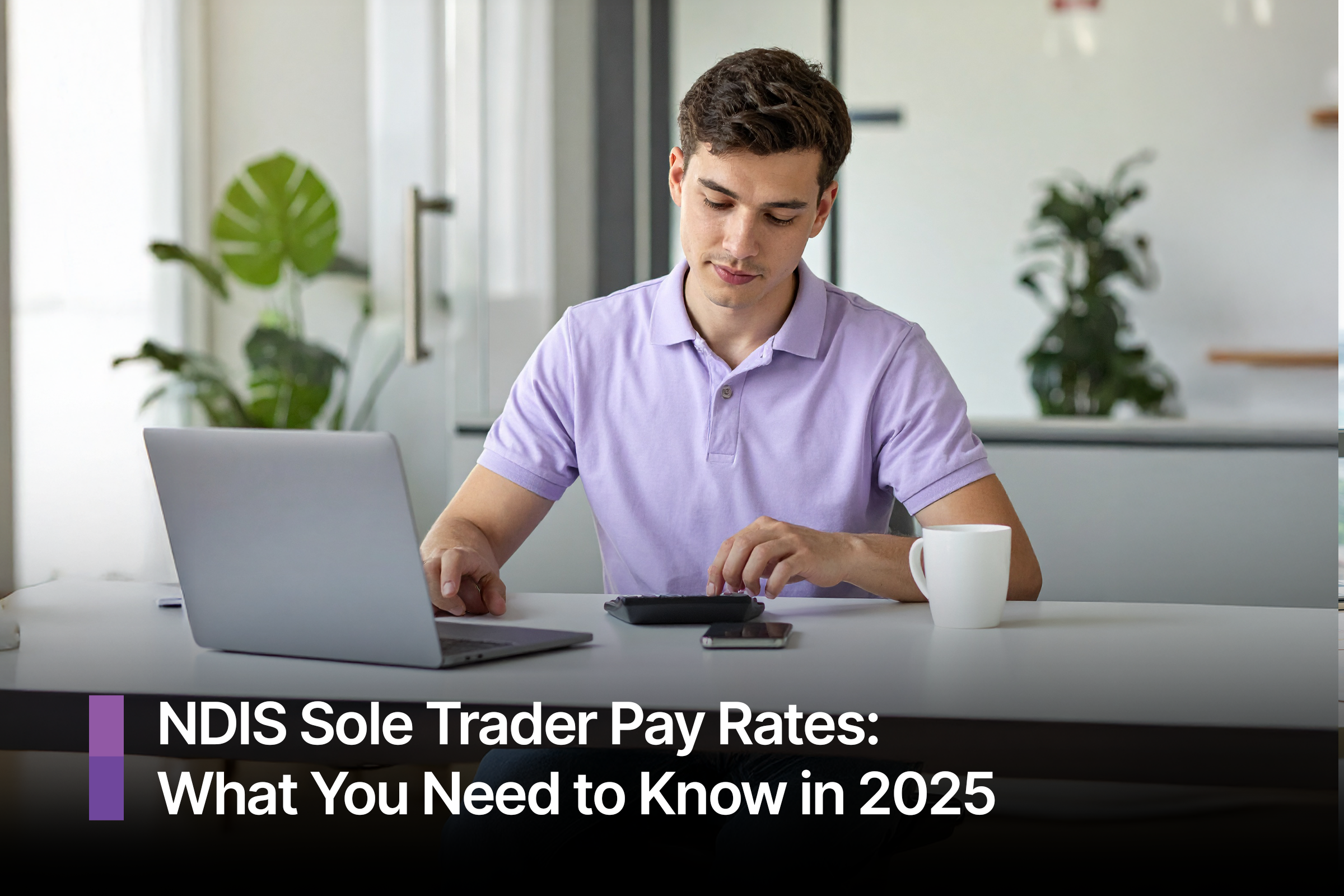 A paper and calculator being used by NDIS provider for calculating budget.