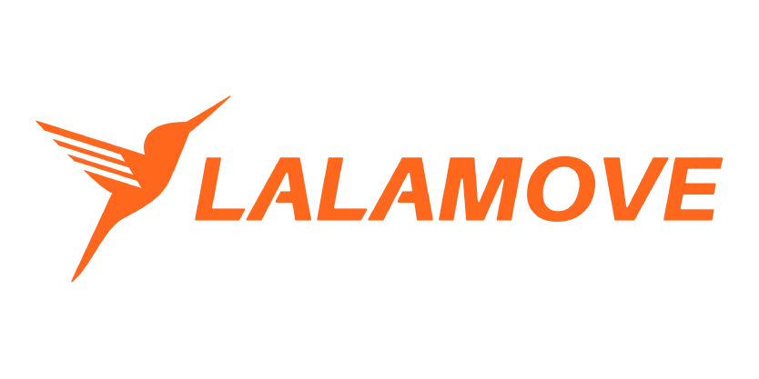 Logo Lalamove oranye dengan gambar burung kolibri dan teks tebal.