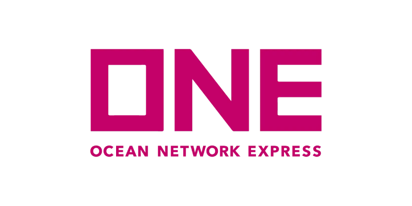 Logo merah tulisan ONE dengan teks Ocean Network Express di bawahnya.