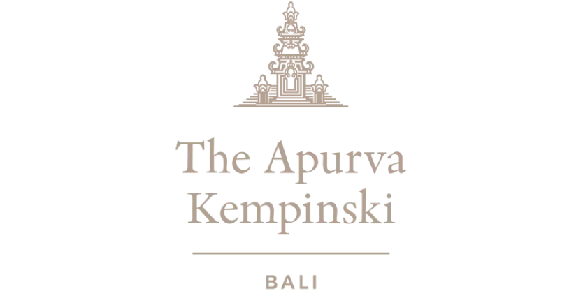 Logo The Apurva Kempinski Bali with stylized triangular icon above text.