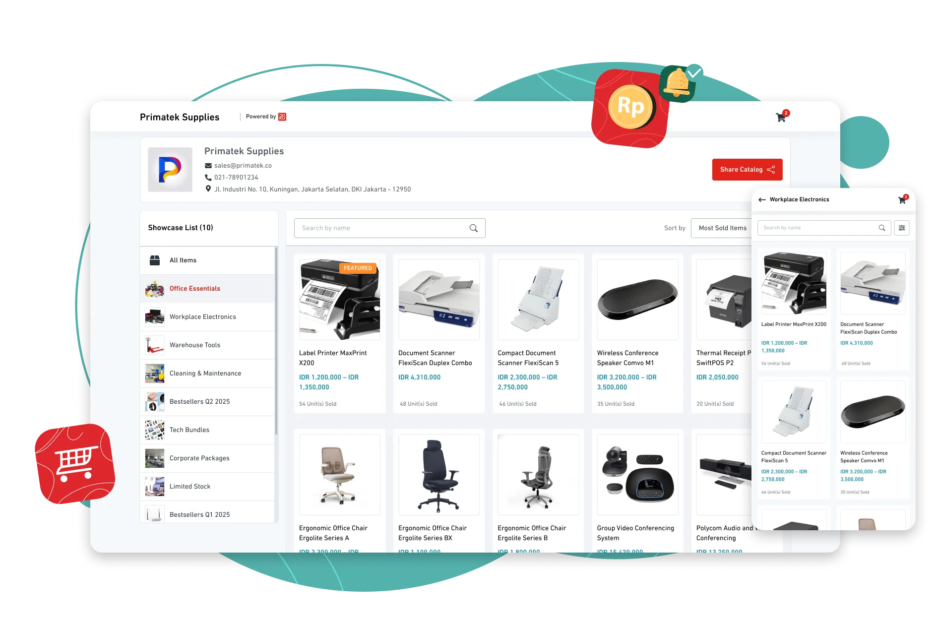 Tampilan katalog DOKU produk online Primatek Supplies