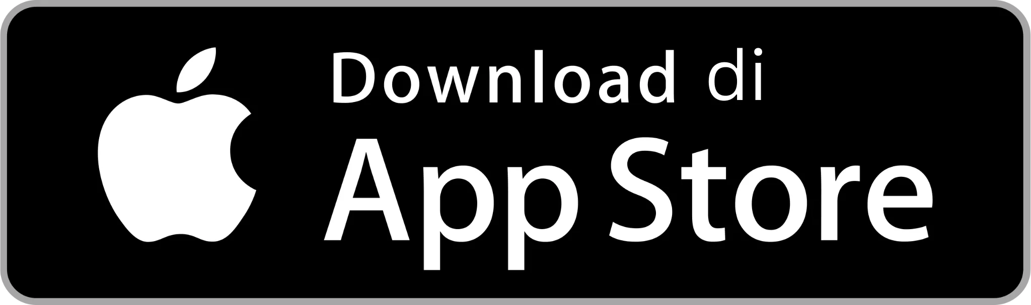 Tombol hitam dengan logo Apple dan teks 'Download di App Store'.