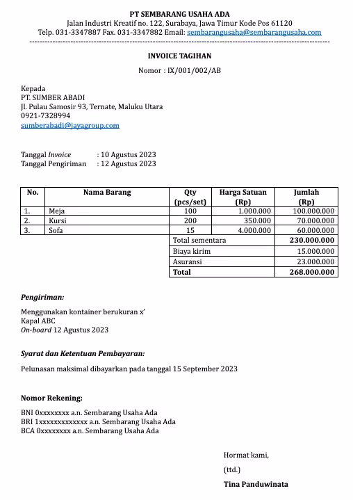 surat-invoice