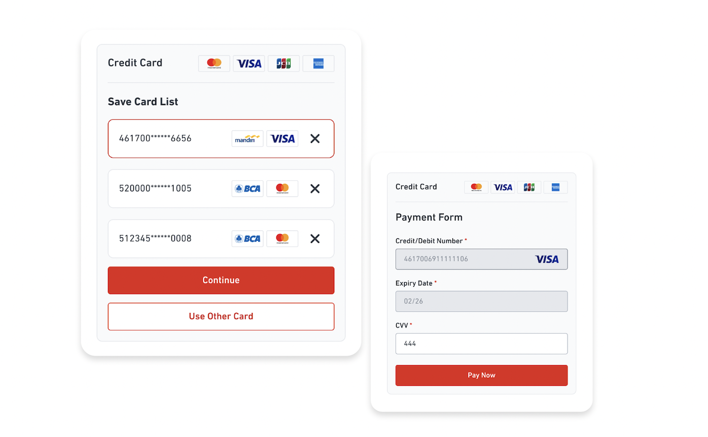Ilustrasi fitur save card atau tokenisasi DOKU untuk menyimpan kartu pelanggan secara aman dan mempercepat checkout.