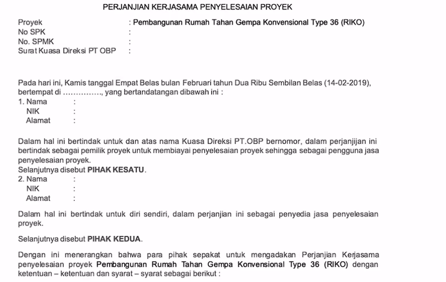 Contoh Surat Perjanjian Kerja Sama Proyek - DOKU