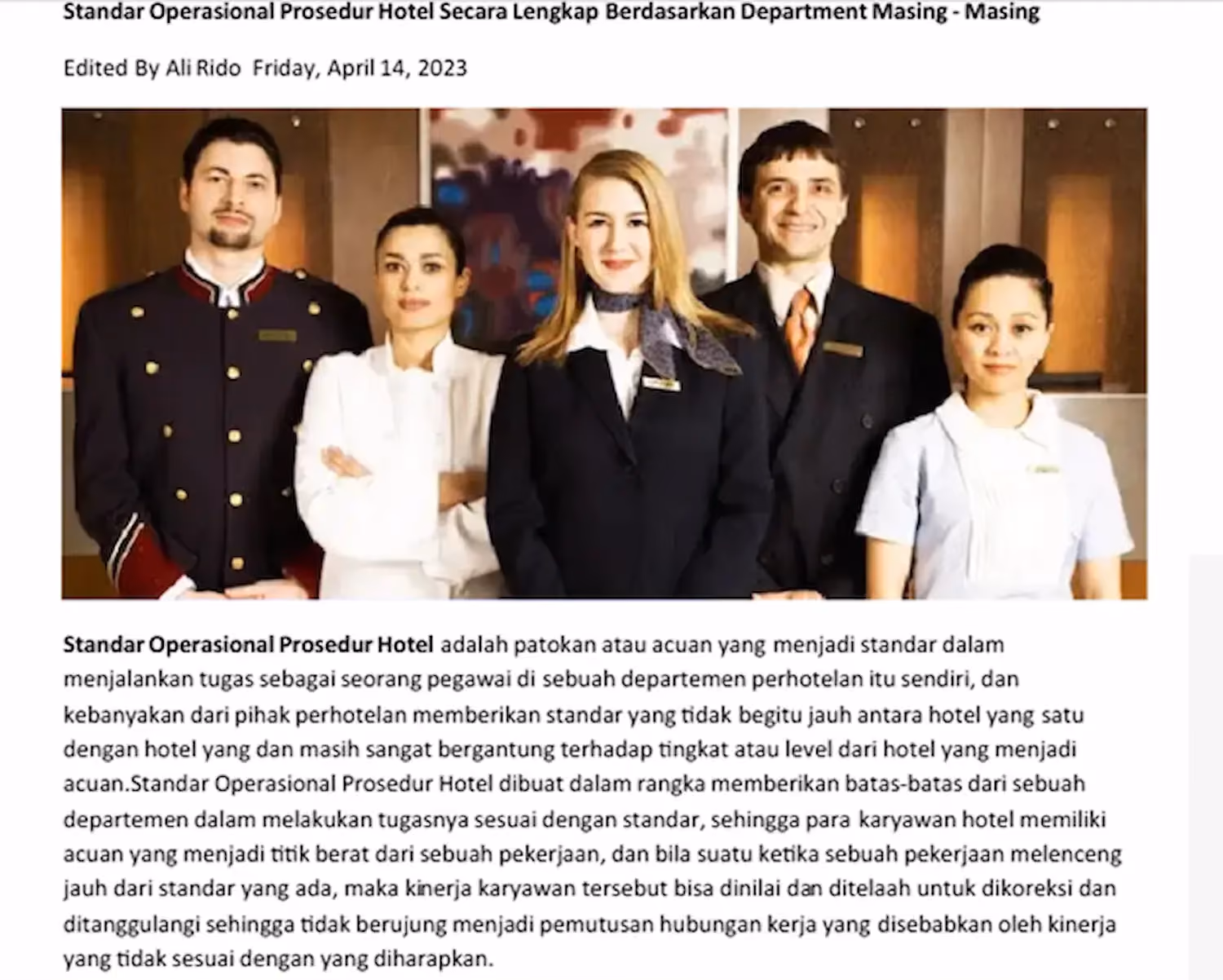 Contoh SOP Hotel