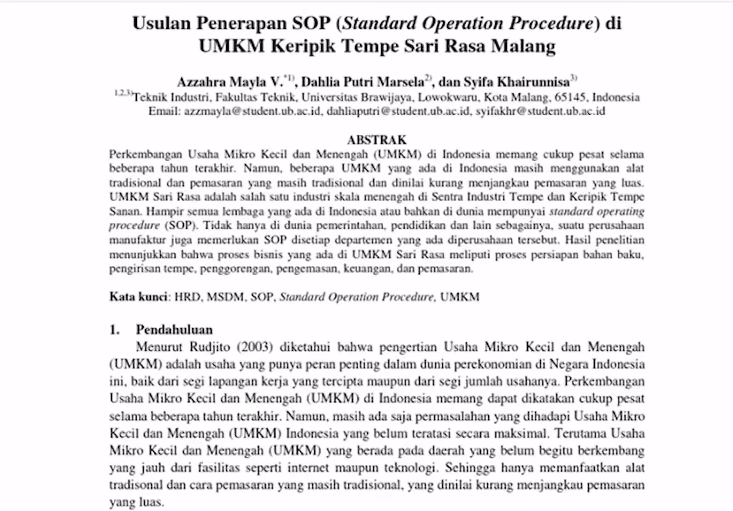 Contoh SOP Produksi Makanan