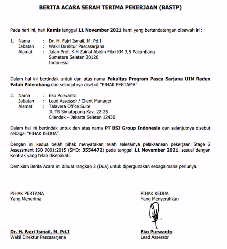 Contoh BAST Pekerjaan - DOKU