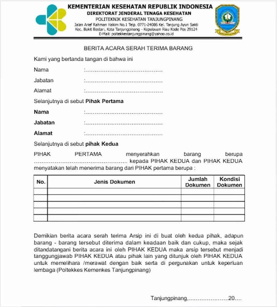 Contoh BAST Dokumen dan Arsip Penting Perusahaan - DOKU