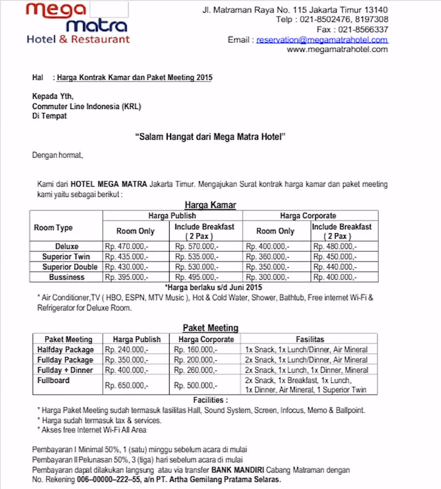 Contoh Quotation Hotel untuk Kebutuhan Korporat - DOKU