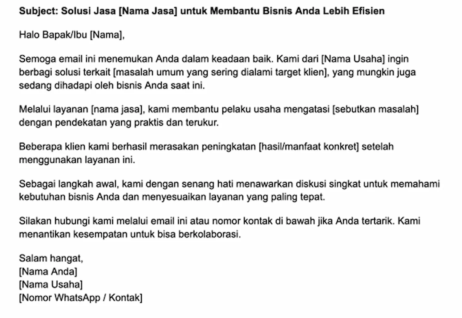 Contoh email penawaran jasa - DOKU