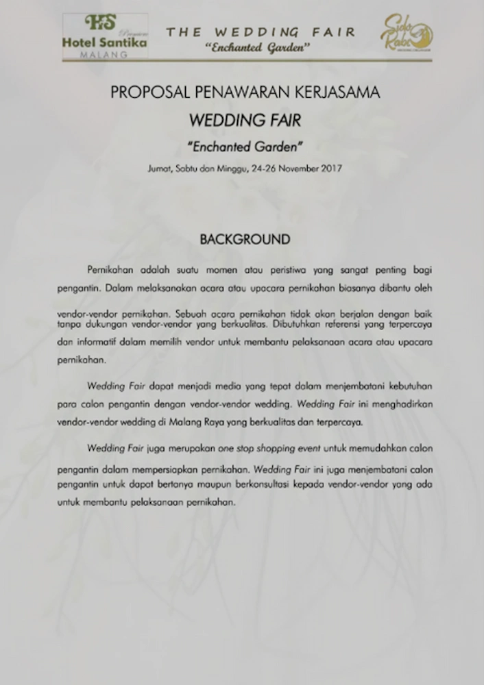 Contoh Proposal Event Wedding Halaman Latar Belakang - DOKU