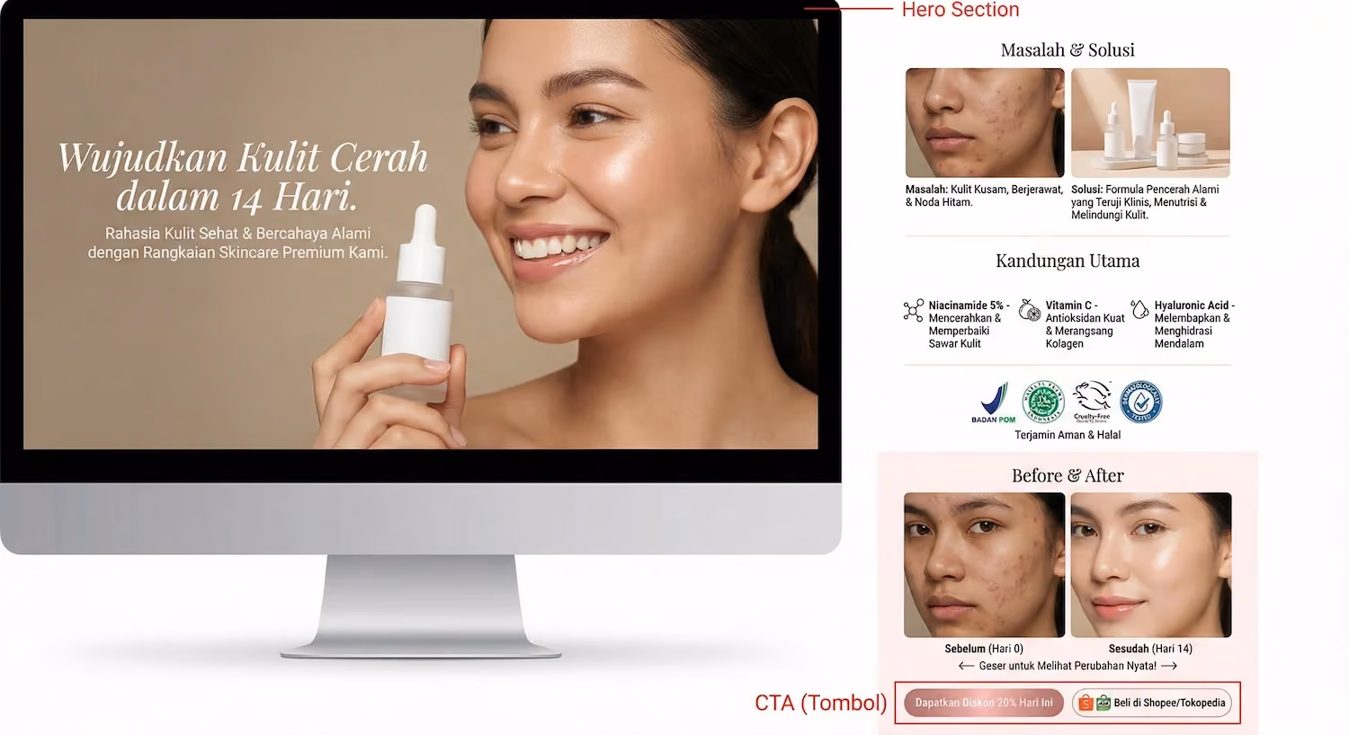 Contoh Landing Page Kosmetik