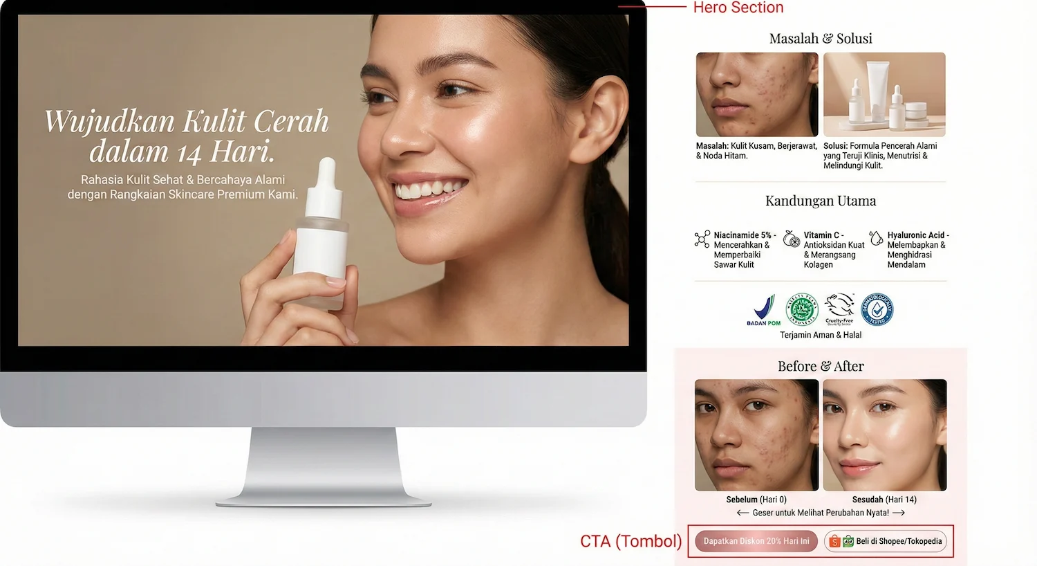 Contoh Landing Page Kosmetik