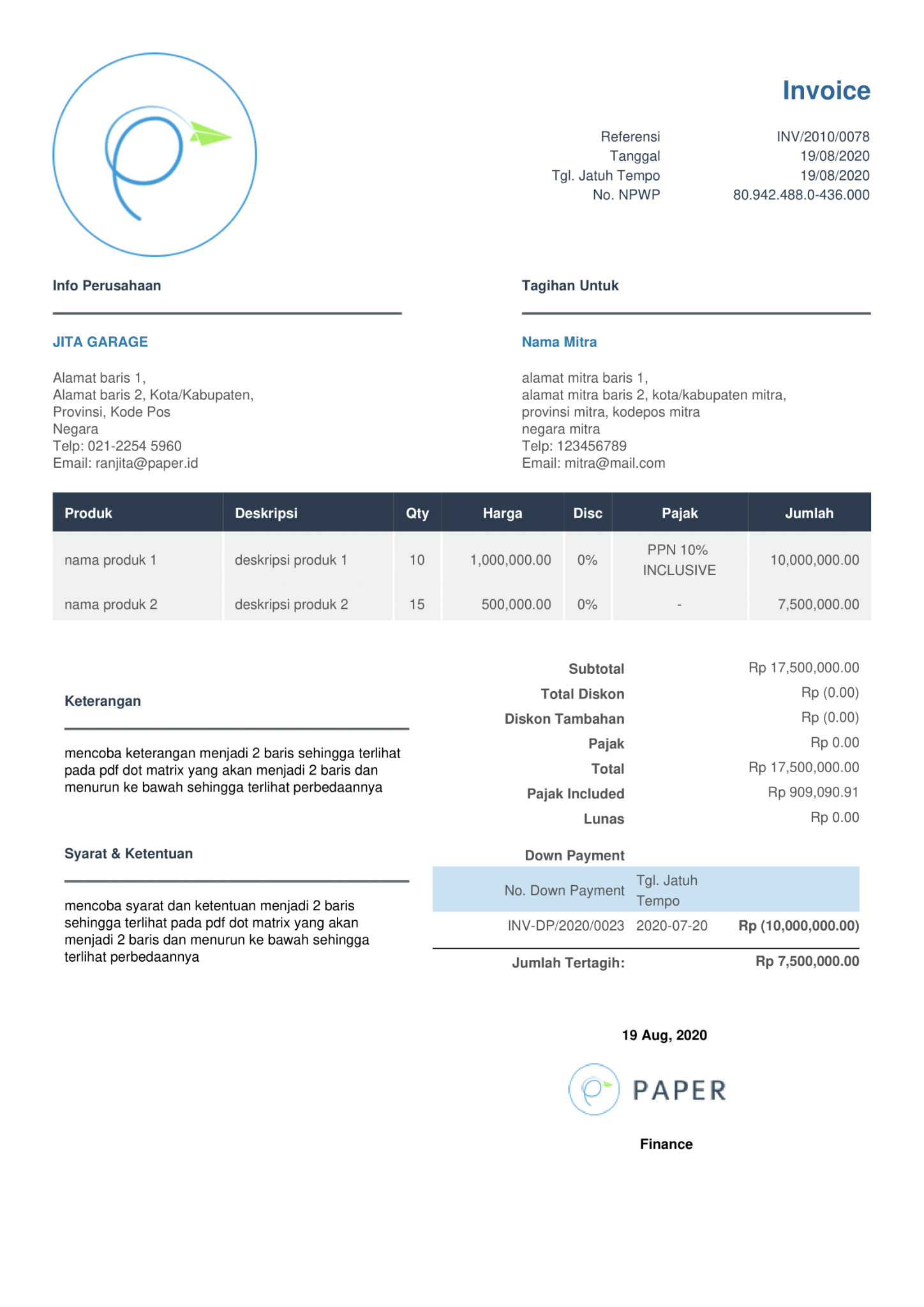 template invoice
