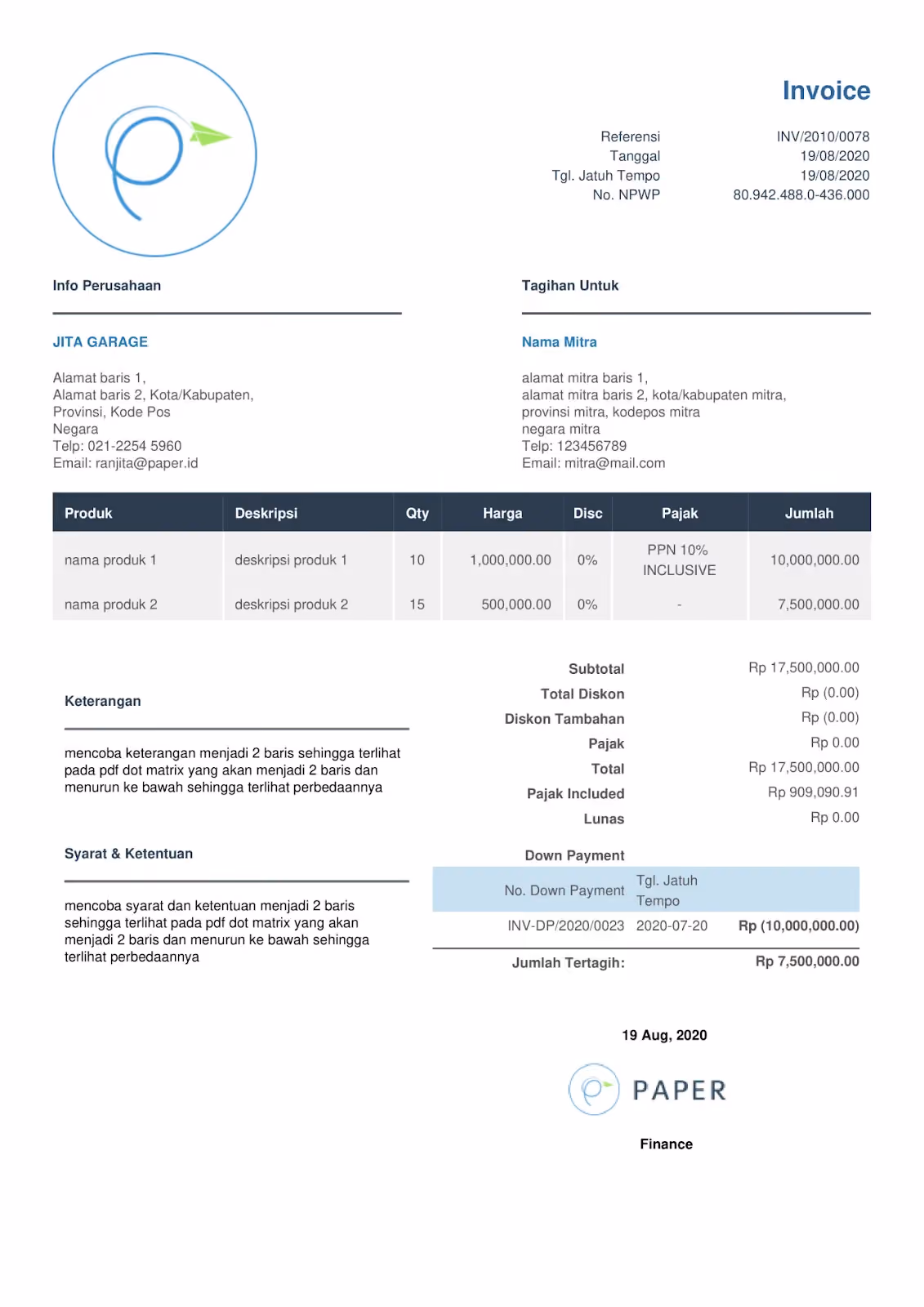 template invoice
