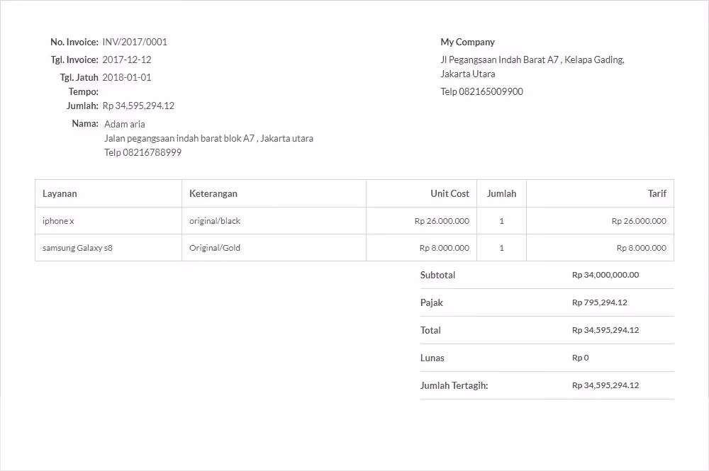 template invoice