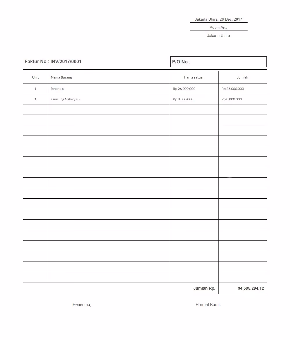 template invoice