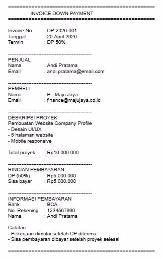 contoh invoice perorangan