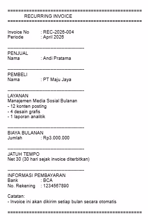 contoh invoice perorangan