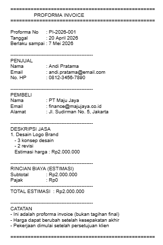 contoh invoice perorangan
