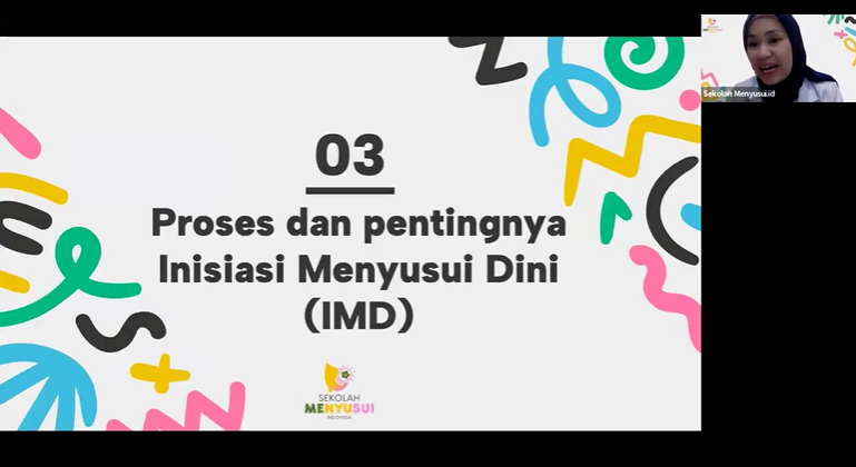 Materi kelas online Sekolah Menyusui tentang proses dan pentingnya Inisiasi Menyusui Dini