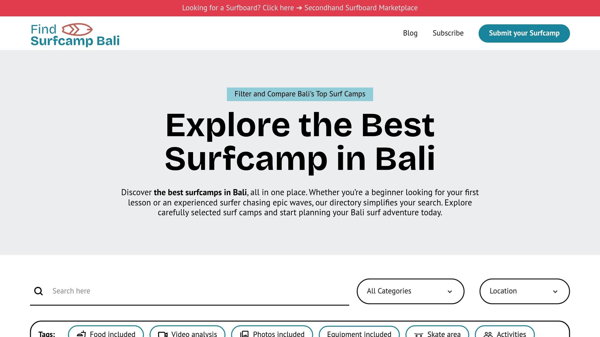 Find Surf Camp Bali