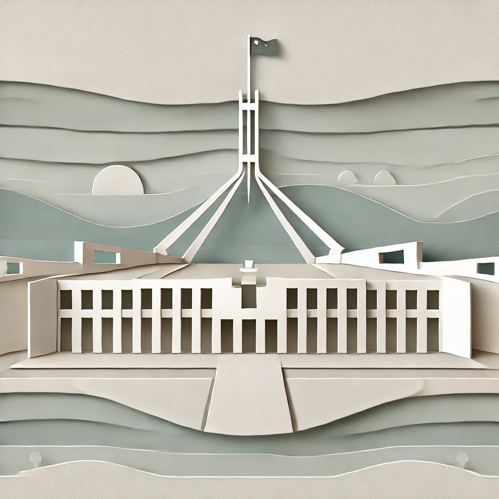 Canberra parliament house papercut style