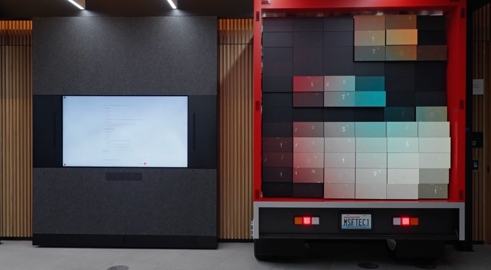 bespoke kinetic led wall in a truck frame