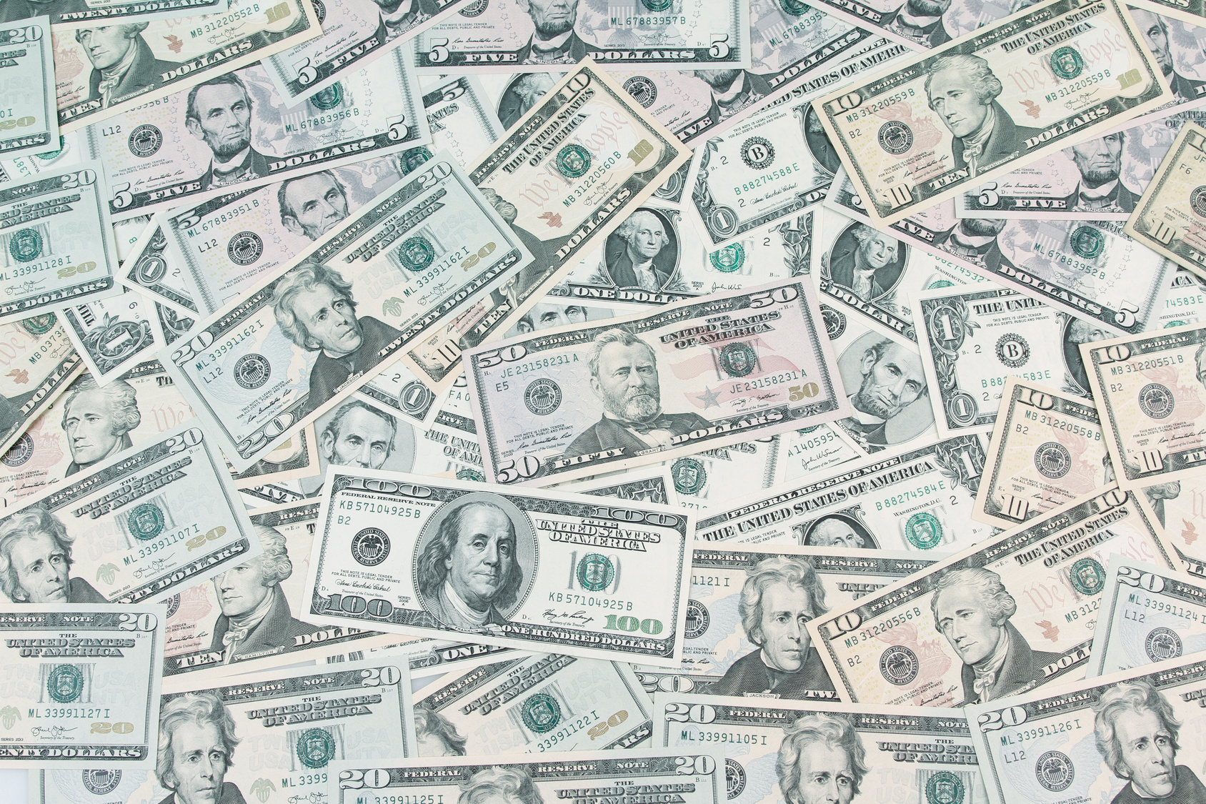 Assorted US dollar banknotes