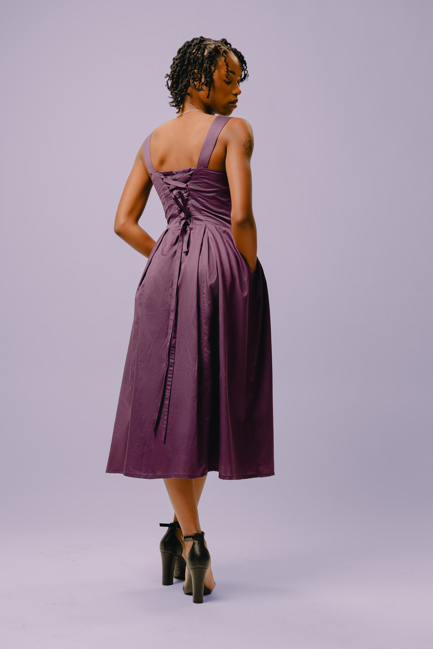 open lace back dress Box Pleated Midi Skirt