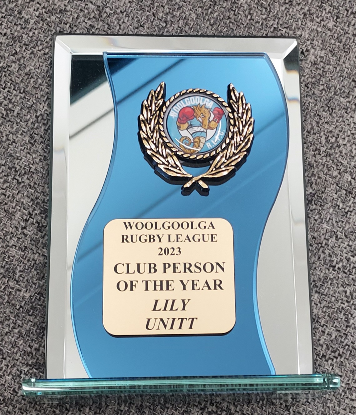 Glass Award from Greg's Trophies Coffs Harbour