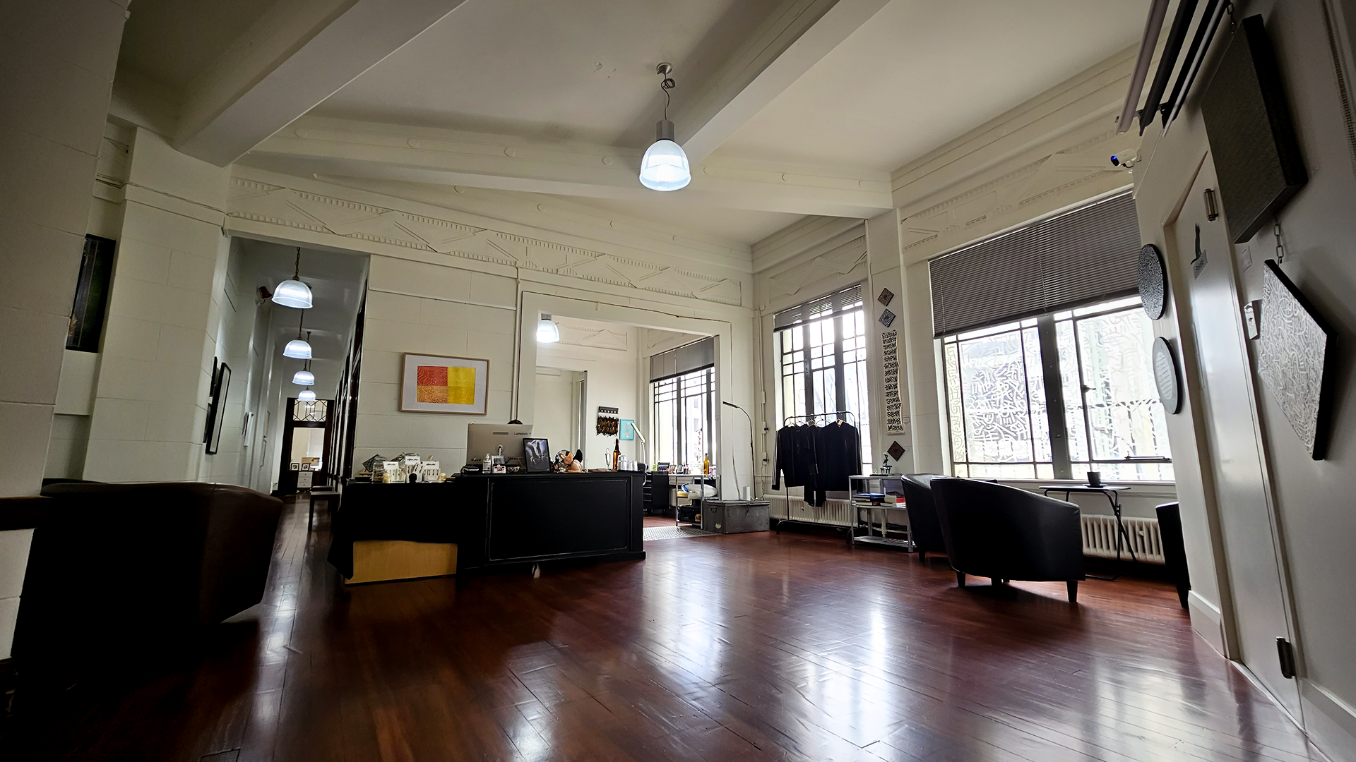 A wide-angle shot of the studio reception area.