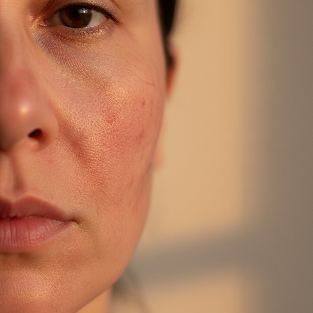 Melasma is a common skin condition characterized by discolored patches or dark spots on the face, most often appearing on the cheeks, forehead, and upper lip.